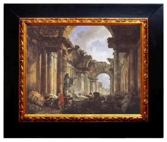 framed  ROBERT, Hubert Imaginary View of the Grande Galerie in the Louvre in Ruins, Ta064